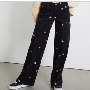 Smiley Corduroy Low Rise Puddle Pants